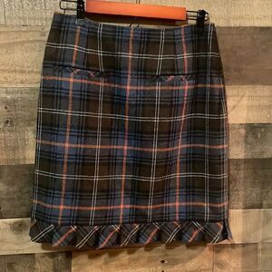 CAbi Plaid Chilly Chantilly Wool Blend Skirt